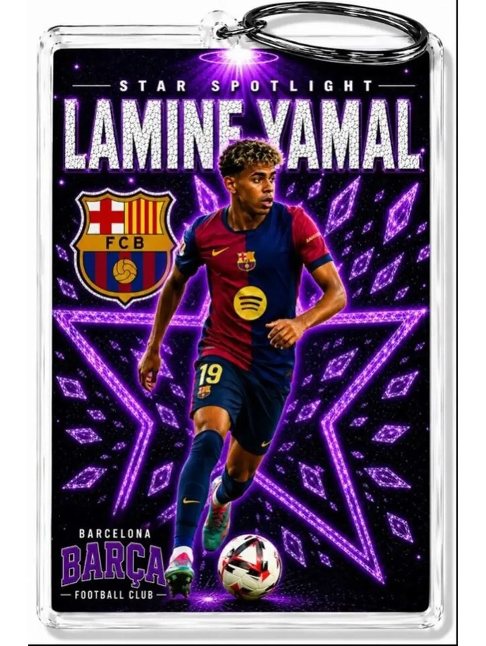 3998 Lamine Yamal Keychain Purple Spotlight Premium Keychain No Nameplate
